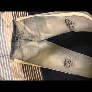 F21 skinny jeans with side stripe